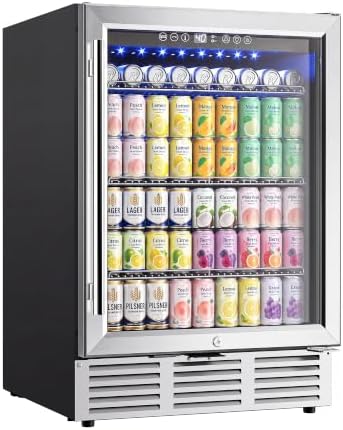 EUHOMY 180 Can Beverage Refrigerator, 24 Inch Under Counter Refrigerator by EUHOMY