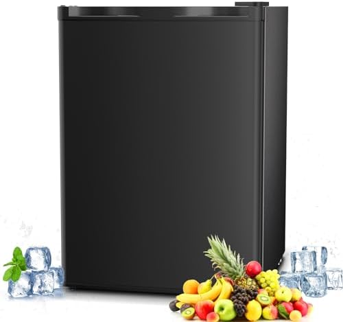 Antarctic Star Mini Compact Refrigerator with Freezer, 2.6 Cu.Ft. Single Door Adjustable Removable Shelves for Apartment/Dorm/Office,BLACK by AntarcticStar