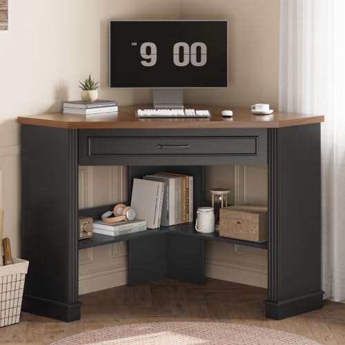 SEDETA Farmhouse Corner Desk for Small Space, White Small Computer Desk by SEDETA