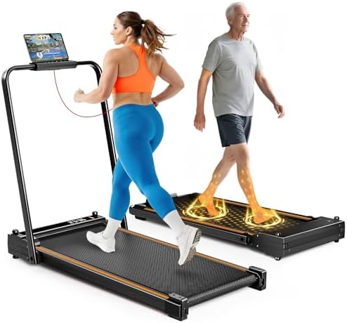 Double-Sided Walking Pad Treadmill with Massage - 6.2 MPH Foldable Treadmills for Home with Handle Bar & 3.0HP Connected APP, Relieves Leg Fatigue & Improves Circulation, 350 Lbs Capacity by Unknown