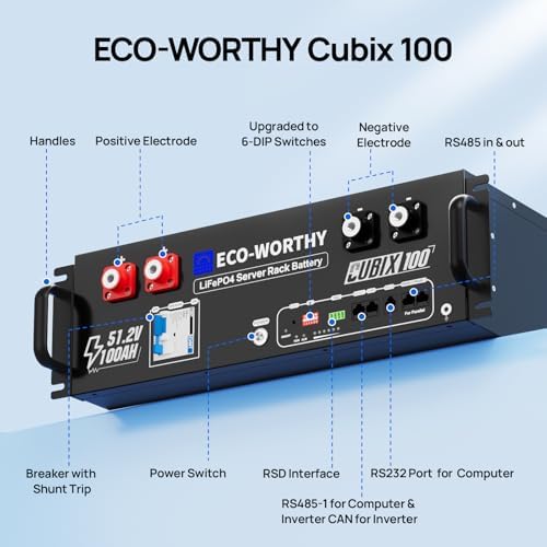 ECO-WORTHY Cubix100 48V 100Ah LiFePO4 Lithium UL9540 Server Rack Battery - Image 4