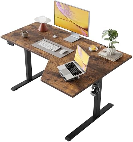 Agilestic 48 x 28 Inch Corner L Shaped Electric Standing Desk, Rustic Brown by Agilestic