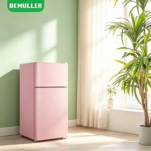 DEMULLER 45L Personal Double‑Door Mini Fridge With Freezer, Pink - Image 6