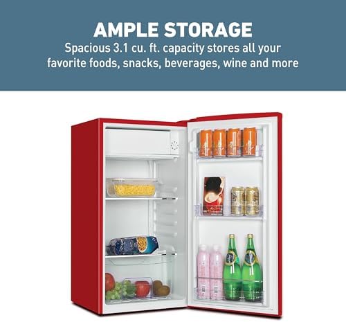 West Bend Mini Fridge for Bedroom, Office, Bar or College Dorm Room, Retro Compact Refrigerator features single door, removable glass shelves and adjustable temperature control, 3.0-Cu.Ft., Red - Image 5