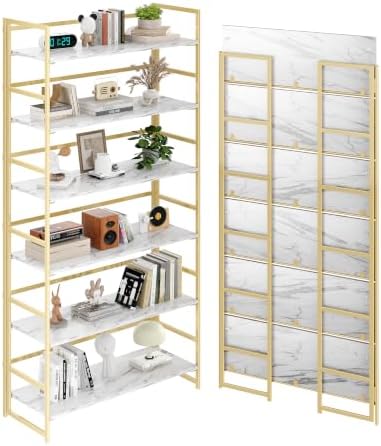 BHG Vintage Multifunctional Folding Bookshelf, No-Assembly Plant Stand Storage Rack Shelves for Home Office by BHG