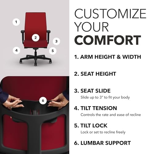 HON Ignition 2.0 Ergonomic Office Chair, Lumbar Support, Bullseye - Image 3
