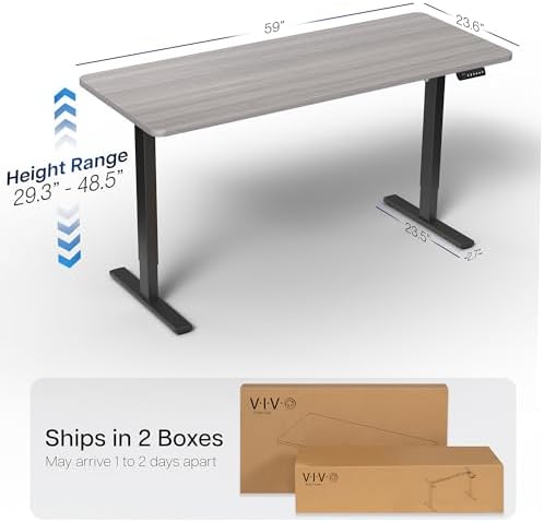 VIVO Dark Gray 60 x 24 in Standing Desk, DESK-KIT-1B6G - Image 3