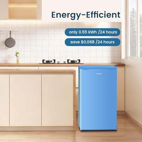 BANGSON Mini Fridge with Freezer 3.2 Cu.Ft for Bedroom and Office Blue - Image 5