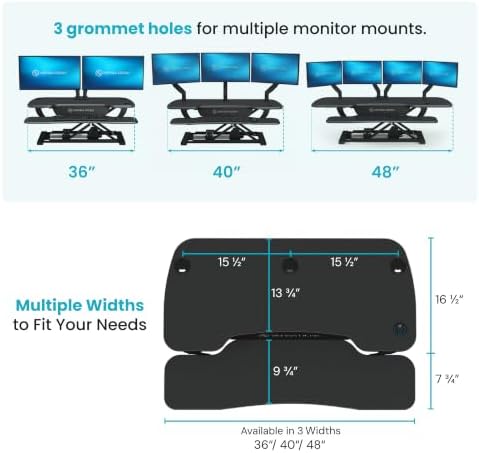 VERSADESK PowerPro 48 Inch Electric Standing Desk Converter – Push-Button Height Adjustable Sit to Stand Desk Riser for Multiple Monitors – Motorized Desktop Workstation with Wide Keyboard Tray, Black - Image 2