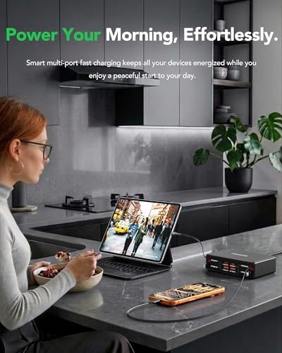 8-in-1 Retractable Charging Station for Multiple Devices, USB-C GaN Hub - Image 3
