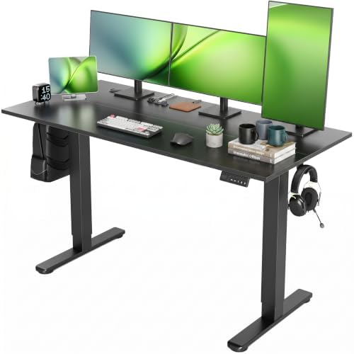 Claiks Electric Standing Desk 55x24 Inch Adjustable Desk, Black by CLAIKS