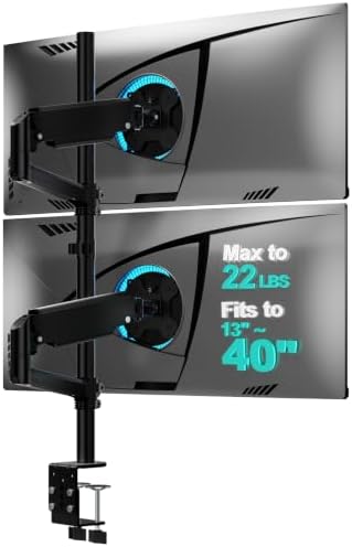 WALI Vertical Dual Monitor Mount for 13-40 inch Curved Screens, up to 22lbs by WALI