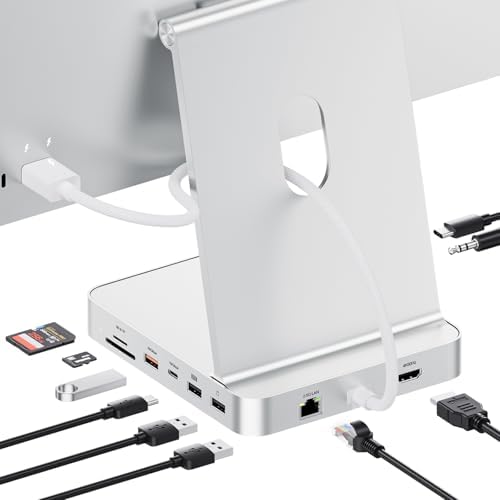 11-in-1 USB C Hub for iMac 24" 2021-2024 with M.2 NVMe 4TB SSD Enclosure by PULWTOP