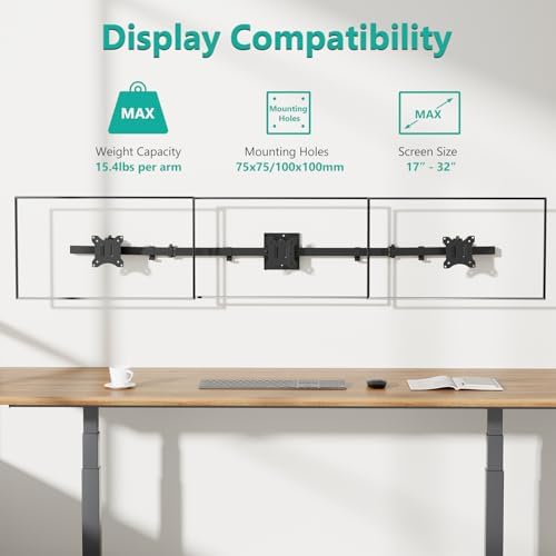 WALI Triple Monitor Wall Mount for 17 to 32 inch Screens, up to 15.4lbs - Image 3