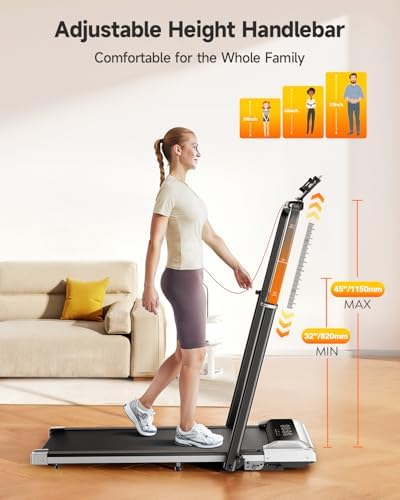 TOPUTURE Walking Pad Treadmill with 12% Incline, 6 in 1 Folding Treadmill with Adjustable Handle Bar for Home/Office, Under Desk Treadmills Portable Walking Pad with App, Remote Control & LED Display - Image 2