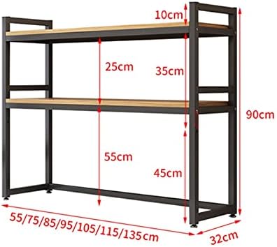 Desk Shelf Organizer - Desktop Bookshelf Metal, Computer Desk Desktop Storage Rack, 2-tier Book Display Rack, Wrought Iron Desk Ornament Decorative Rack, Easy To Install ( Size : 55*32*90cm ) - Image 2