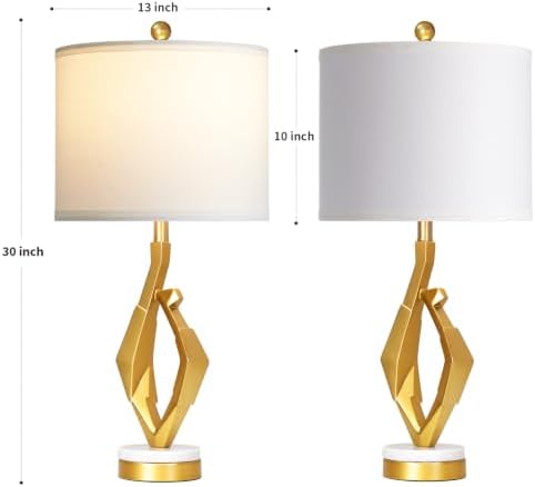 CINSARY 30" Tall White and Gold Table Lamps Set of 2 for Living Room - Image 7