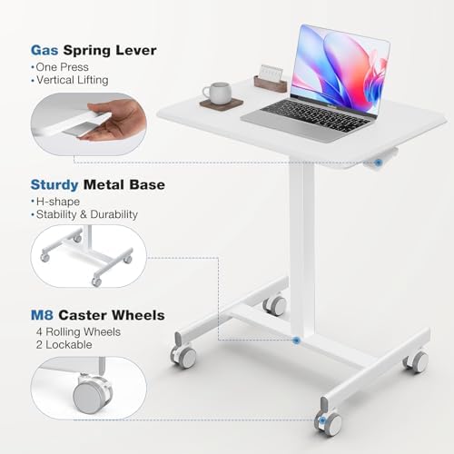 Mobile Rolling Desk, Small Standing Desk with Wheels - Image 4
