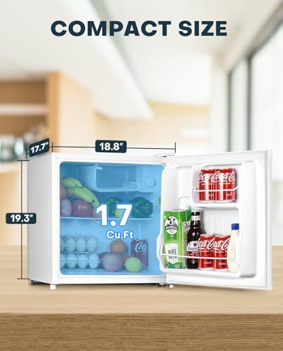 Upstreman 1.7 Cu.ft Mini Fridge with Freezer, White-FR17 - Image 2