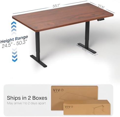 VIVO Dark Walnut 55 x 28 in Standing Desk, DESK-KIT-2B55D - Image 3
