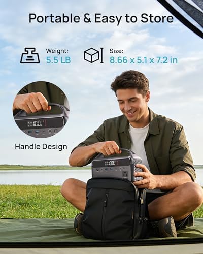 Portable Power Station 192Wh(60,000mAh) with Bag, 300W (600W surge)Power Bank LiFePO4 Battery Backup, Compact Solar Generator 6-Port Design w/2 AC Outlets for Home,RV, Hurricane, Camping,Emergency - Image 3