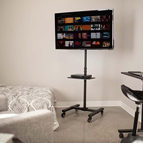 VIVO Black Rolling TV Cart w/Shelf, 13 to 50 inch Screens, STAND-TV07W-S - Image 2