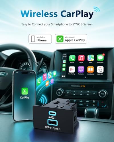 Wirelees Carplay for Ford F-150 Lincoln 2016-2023 SYNC 3.4 Auto USB Hub - Image 2