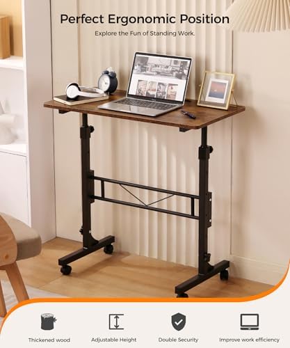 KLSMYHOKI Standing Desk Adjustable Height, Mobile Stand Up Desk with Wheels - Image 2