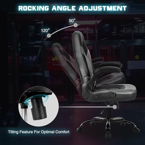 DUMOS Computer Desk Chair, Lumbar Support Video Gaming Chair, PU Leather - Image 5