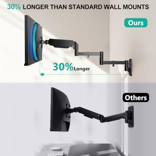 WALI Long Arm Monitor Wall Mount for 17-33 inch Screens, up to 22lbs - Image 2