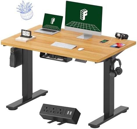 FLEXISPOT EN2 48"x30" Standing Desk with Power Strip Bundle, Maple by Unknown