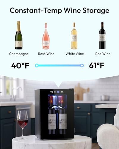 EUHOMY 18L Wine Fridge Mini Fridge, Freestanding Counter-top Wine Cooler - Image 2