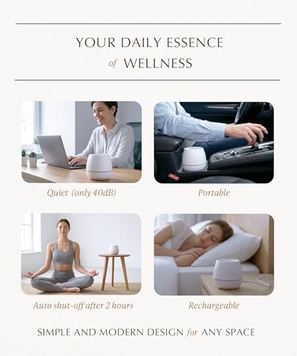 Waterless Essential Oil Diffuser (Complete Collection - 5 Premium Gentle Fragrance) - Cordless, Rechargeable Battery, Quiet, Adjustable Scent Level & Nightlight (200 sqft Small Room, Office) - Image 6