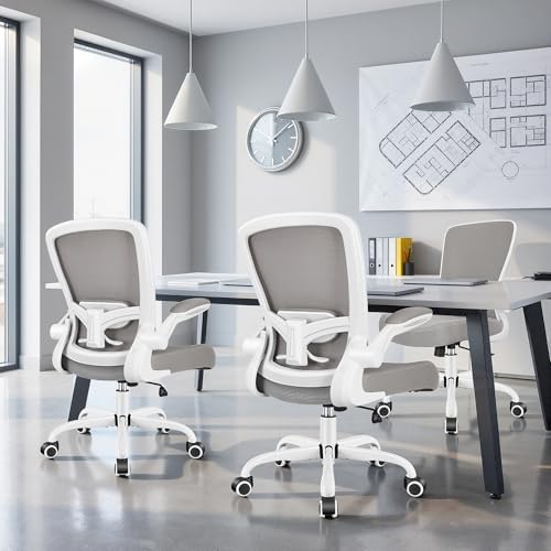 FelixKing Office Chair, Ergonomic Desk Chair Breathable Mesh Chairs Adjustable High Back Lumbar Support Flip-up Armrests, Executive Rolling Swivel Comfy Computer Chairs Home Office Gray - Image 2