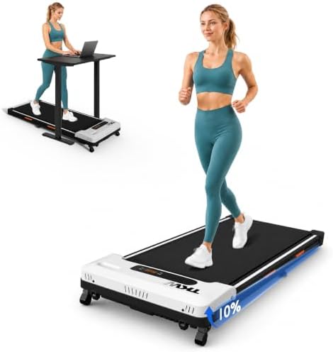 Walking Pad Treadmill for Home - Under Desk Treadmills Portable Mini Portable Walking Treadmill with Incline, Remote, 300 Lbs Weight Capacity Walking Machine for Small Spaces by TKWRUN