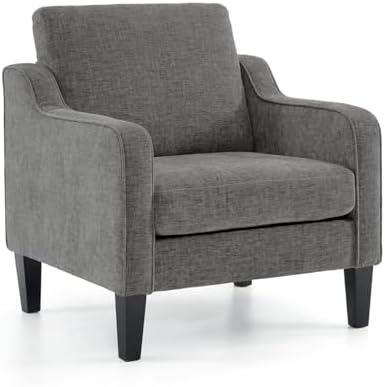VINGLI Light Grey Accent Chair, Chenille Fabric Armchair for Living Room by VINGLI