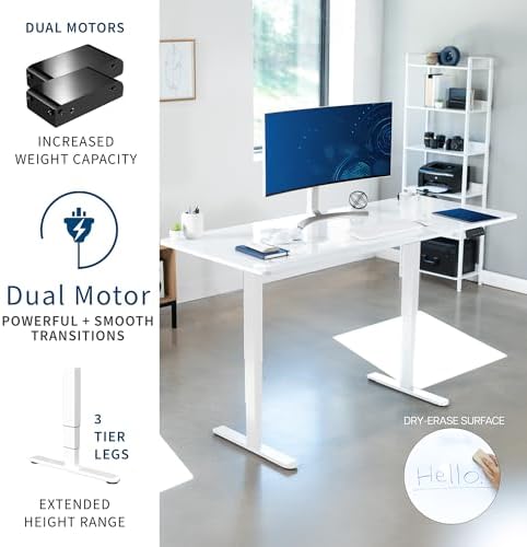 VIVO White Dry Erase 71 x 30 in Standing Desk, DESK-KIT-2W7WE - Image 4