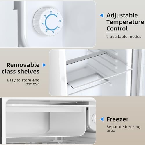 Antarctic Star 3.2 Cu.Ft.Compact Refrigerator with Freezer, Mini Fridge Single Door with Adjustable Thermostat,Removable Glass Shelves for Apartment,Dorm,Office,Kitchen，WHITE - Image 3