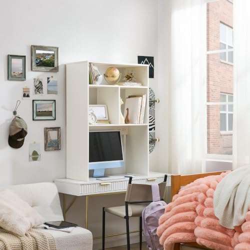 DormCo Yak About It® - Extra Depth Cube Desk Bookshelf with Outlet - White - Image 3