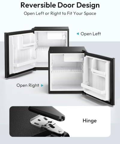 EUHOMY 1.7 Cu.Ft Mini Fridge, Reversible Door Compact Refrigerator, Black - Image 6