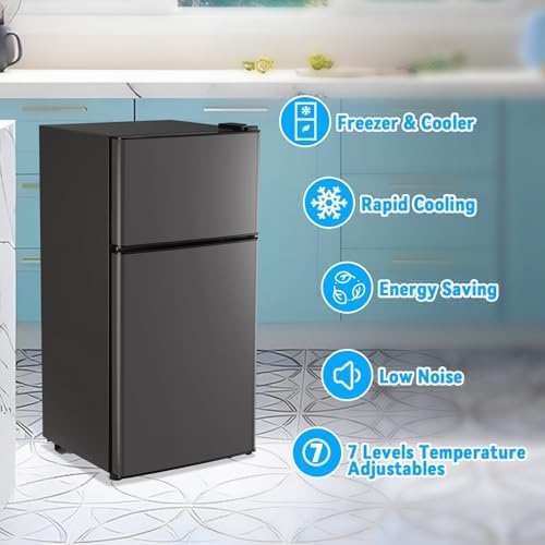 Mini Fridge with Freezer Small Refrigerator for Dorm Dark Gray - Image 4