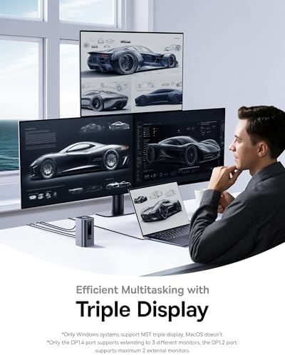 Baseus Docking Station [with 100W Charger], Spacemate Series 11-in-1 Docking Station 3 Monitors with 2 x HDMI 1 x DP 4K@60Hz, USB-A/C 10Gbps, 1Gbps Ethernet, Compatible with Windows Laptops - Image 6