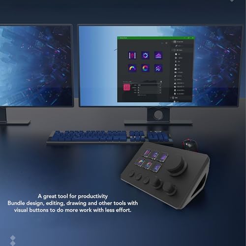 Stream Deck, Visual Keyboard for Live Streaming, 6 Macro LCD Key Keyboard with Knobs, Customizable Keys for Photo and Video Editing (Black) - Image 3
