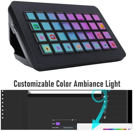 32 Macro Key Pad with LCD Keys, Programmable Shortcut Controller, for Streaming Video Editing Music Production, Stream Controller Deck for Content Creators Office (Black) - Image 4
