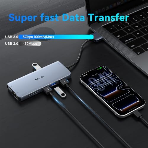 MOKiN MacBook Pro Docking Station for Dual Monitor, 12 in 2 HDMI Adapter - Image 6