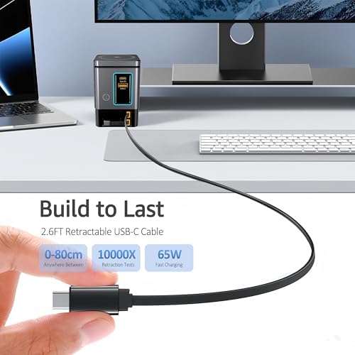105W Retractable Charging Station, 6-in-1 GaN Charger with Dual 65W Cables - Image 3