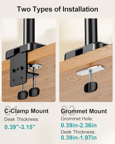 MOUNT PRO Triple Monitor Mount for Max 32" Computer Screen, Adjustable 3 Monitor Desk Mount, up to 19.8lbs Each, Three Display Arm with Tilt Swivel Rotation, VESA Mount 75x75/100x100mm - Image 4