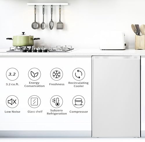 Antarctic Star Mini Compact Refrigerator with Freezer, 3.2 Cu.Ft. Single Door with Adjustable Thermostat,Removable Glass Shelves for Apartment/Dorm/Office,WHITE - Image 6