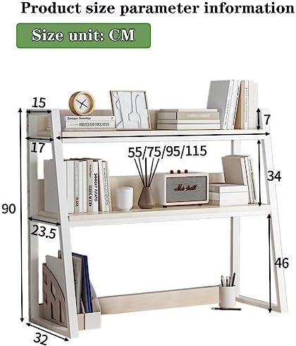 Ladder Desktop Shelf, Desk Hutch 3-Tier for Computer Desk, Desktop Display Rack, Multipurpose Vintage Metal and Wood Desktop Bookshelf Storage Organizer for Dorm Office Home,Black a,22x13x35" - Image 3
