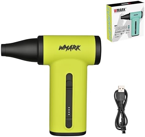 WMARK Electric Adjustable Turbo Jet Fan Compressed Air Duster - 130000 RPM Brushless Motor Mini Blower, 33m/s Max Wind Speed for Computer, Workshop, Home, Outdoor & Car, NG-TB001 (Green) by WMARKPROFESSIONAL